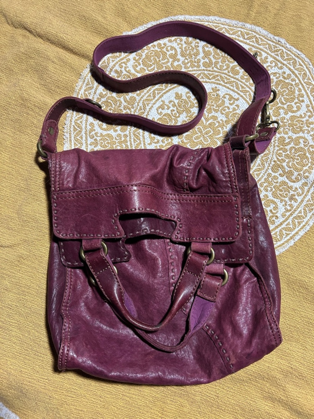Lucky Brand Plum Leather Abbey Road Bag